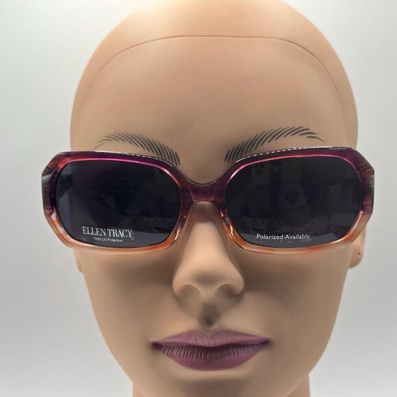 NOS Vintage Y2K Designer Ladies Sunglasses Ellen Tracy | Plum Fade Plastic Frame main image 4